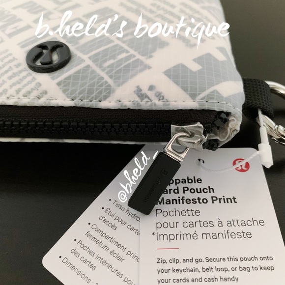 lululemon Clippable Card Pouch Wallet *Manifesto Print in White/Black OS New NWT - Picture 9 of 16